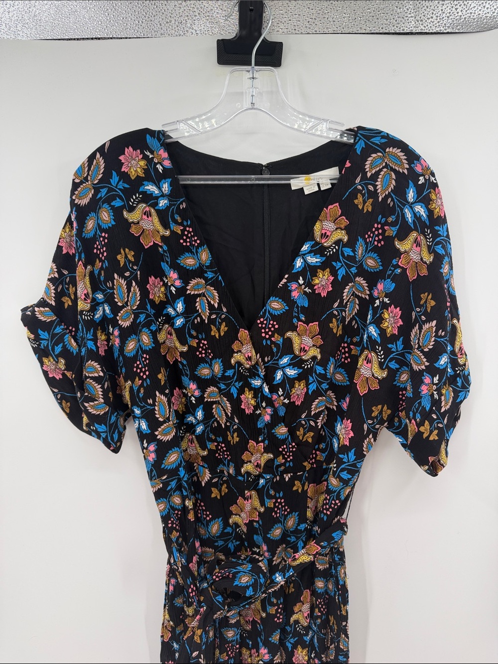 Boden Women's Alice Floral Print V-neck Jumpsuit - Black Crinkle Gauze Multi - 6 - Picture 3 of 10